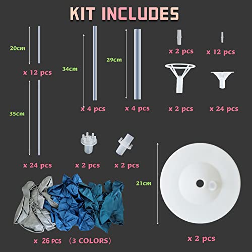 Image of Balloon Column Kit for Floor-Balloon Columns with Stand, Base and Pole,Balloon Tower Backdrop Decoration for Wedding, Baby Shower, Birthday Party, or Bachelorette Parties (BLUE SILVER)