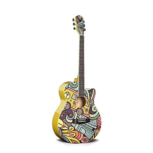 MEIeynt Guitare Acoustique Artistique 40 Pouces pour débutant avec Sac rembourré, Cordes, médiators, accordeur, Sangle… - Les Beatles, Paul McCartney, John Lennon, RIngo Starr, George Harrison MEIeynt Guitare Acoustique Artistique 40 Pouces pour débutant avec Sac rembourré, Cordes, médiators, accordeur, Sangle…