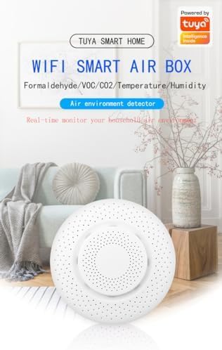 WiFi Smart Air Detector, Formaldehyde HCHO/VOC Detector, CO2, Temperature, Humidity Monitoring, 5 in 1 Tester, for Household, Office,Hotel.