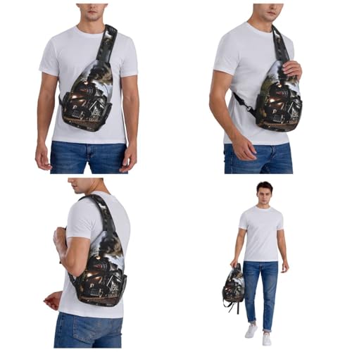 Mochila tipo crossbody Steam Train negra para senderismo miniatura 6