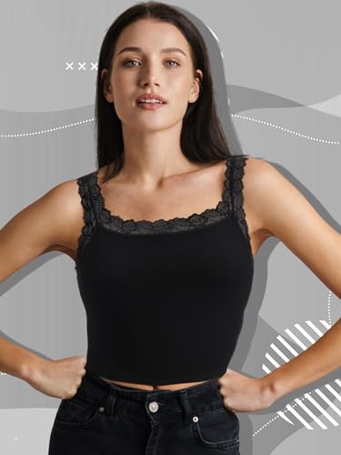Image of 4 Pack Camisole for Women Lace Tank Tops Cami Soft Comfy Tank Cami Undershirt Lace Straps Top for Girl Women