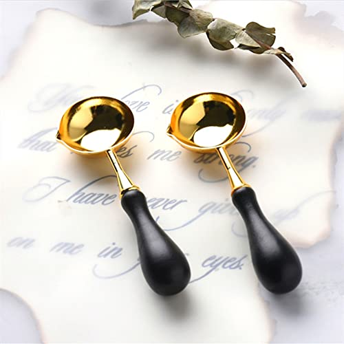 YIUIRUOI 2 Stück Edelstahl Wachsstifte Schmelzlöffel - Retro Wachs Löffel für Wachs Schmelzen, Wachs Siegel Stempel, Umschlag DIY (Schwarz)