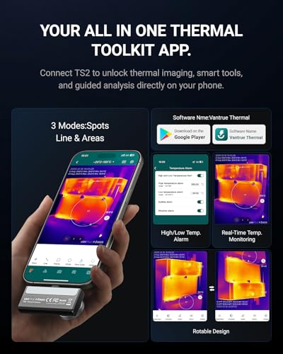 Image of TS2 Thermal Camera for iPhone & Android, Thermal Imaging Camera 512x384 Super Resolution, Infrared Camera 8mm Macro Manual Focus, -4F~1022F Temp, Perfect for Home HVAC Inspection