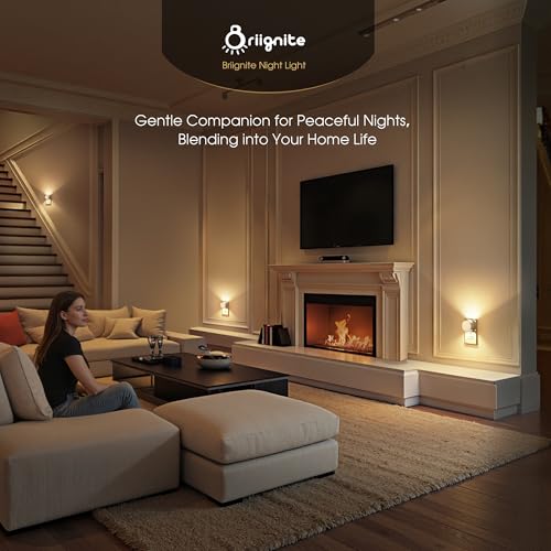 Image of Briignite Night Lights Plug into Wall White Night Light Dusk to Dawn Sensor | [2 Pack] Brightness Adjustable 3000K Soft White Nightlight, Plug in Night Light for Bedroom, Hallway, Stairs, Kitchen