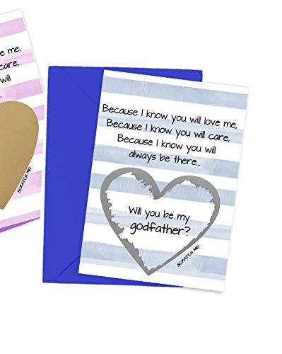 Will You Be My Godmother And Godfather Scratch Off Set Of 2 Stripes #TOP3