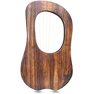 10 Metal Strings lyre harp Engraved Celtic Design Natrual finish tuning key, Carrying bag