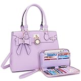 Qiyuer Women Handbags Set Top Handle Satchel Tote Shoulder Work Bag Ladies Purses With Matching Clutch Wallet Lavender