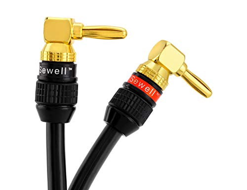 Image of Sewell Deadbolt Right-Angle Banana Plugs, 6 Pairs Quick Connect Gold Plated Speaker Plugs 90 Degree