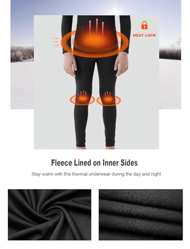 1/4 Pack Youth Boys Thermal Compression Pants Leggings Fleece Lined Base Layer Underwear Tights Cold Weather for Kids2