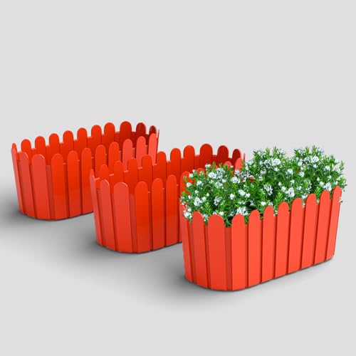 Image of YUCCABE ITALIA SHERA Fence-TRA 14 INCH Plastic Flower Pot Suitable for Inddor Outdoor Kitchen Garden