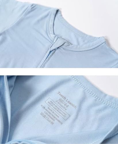 Teach Leanbh Baby Boys Girls Bamboo Viscose Printing Pajamas 2 Way Zipper Short Sleeve Romper Jumpsuit Sleep and Play2