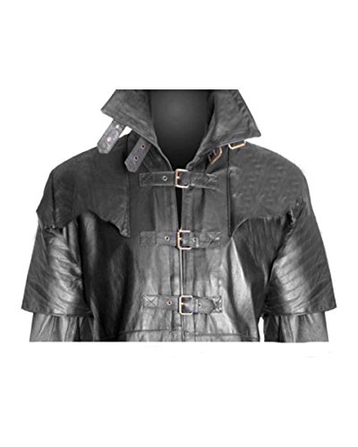 Mens Real Black Leather Goth Matrix Trench Coat Steampunk Gothic Van Helsing Style Coat #TOP1