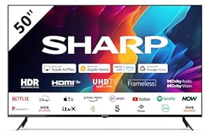 SHARP 50FJ2K 50 inch 4K Ultra HD HDR Smart LED TV Freeview Play, ()