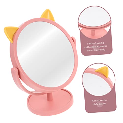 Espejo de maquillaje de mesa portátil FRCOLOR 2 pcs con diseño rosa miniatura 5