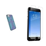 Speck Products CandyShell Grip iPhone SE 2020 Case/iPhone 8/7/6S/6 - Wisteria Purple/Mykonos Blue & ZAGG InvisibleShield Glass+ Screen Protector – Extreme Impact & Scratch Protection