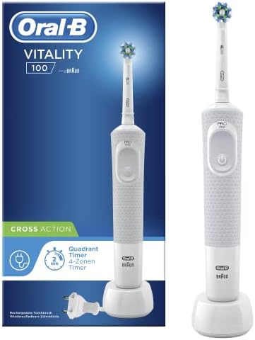 Oral-B Vitality 100 Electric Rechargeable Toothbrush, White (With Uae 3 Pin Plug)