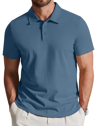 COOFANDY Mens Polo Shirt Short Sleeve Casual 3 Button T-Shirt