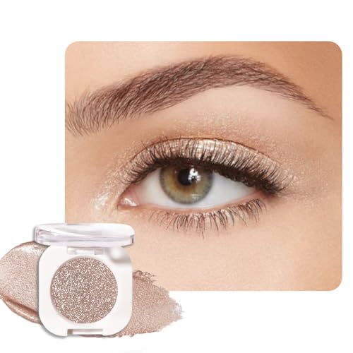 QIDSTERS Champagne Shimmer Single Eyeshadow, Lightweight Blendable Mini Eye Shadow for Older Women, Monochrome Eyeshadow Palette Makeup Pigmented Waterproof, Vegan & Cruelty-Free, 24