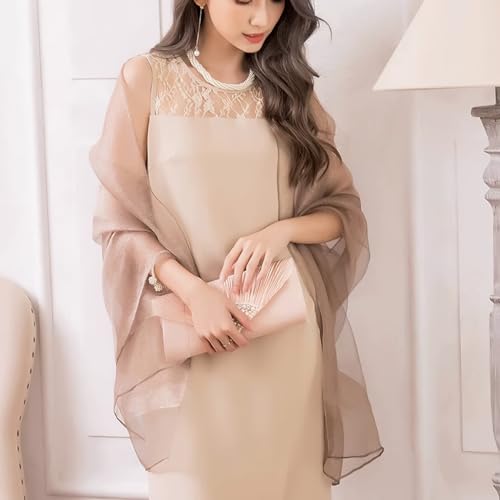 Organza Silk Scarf Women Sparkling Shawls And Wraps For Evening Dress Lightweight Sheer Stole Bridal Wedding Party2