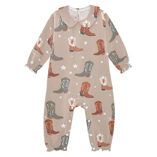 Dussdil Cowboy Boots Wild West Fashion-1 Baby One-Piece Footies Newborn Girls Rompers Onesie Pajamas Cotton Clothes Footed Pjs for Sleep Custom Play Toddler 6 Month