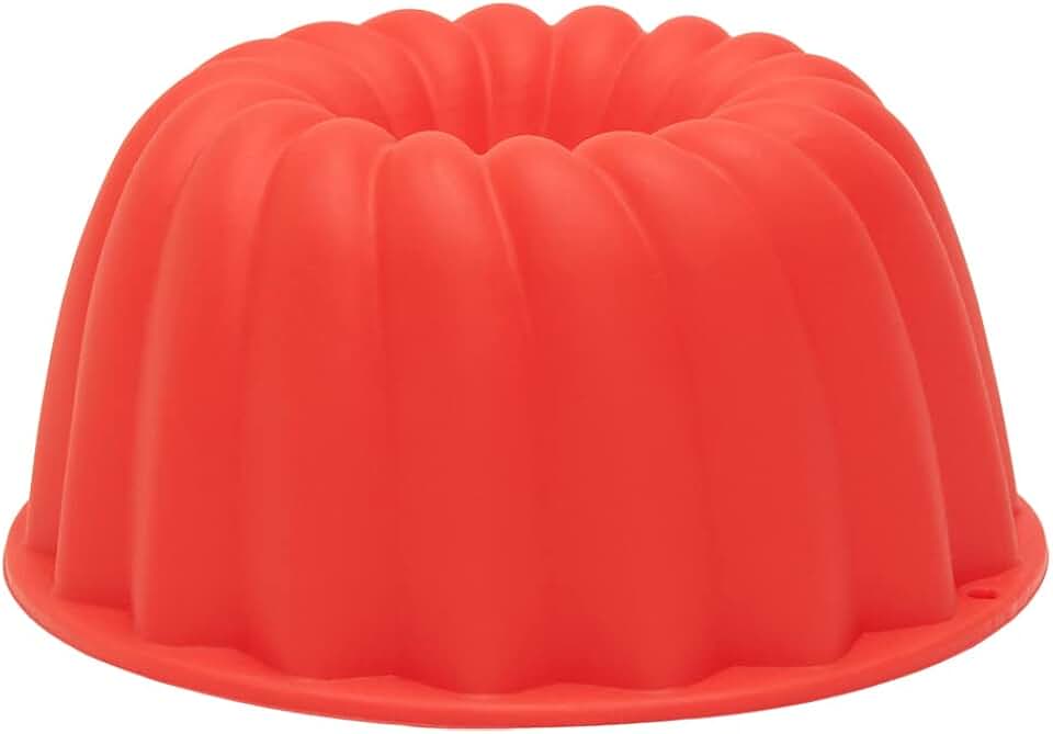 Mimo Style Forma de Silicone Vermelha de Assar Para Pudim, Pode ser Usada para Flan, Bolo, Pastas, Cremes - Antiaderente com 10cm de Diâmetro e Capacidade de 240 ml Flexivel e Resistente