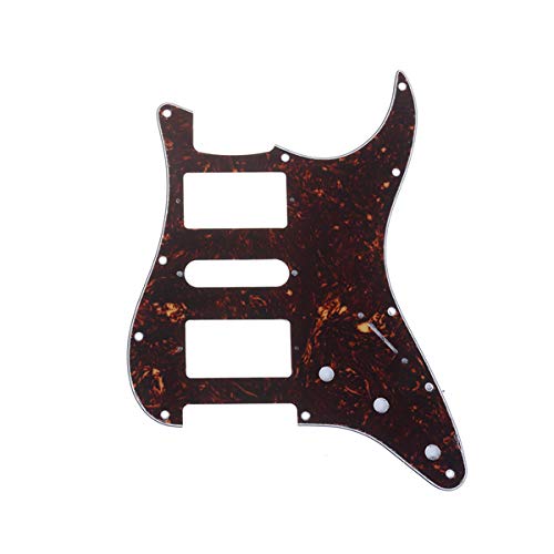 Musiclily Pro 11 Hole HSH Guitar Pickguard Strat Scratch Plate for Fender US Mexico Standard Stratocaster Modern Style, 4Ply Tortoise Shell