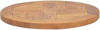 vidaXL Solid Teak Wood Round Table Top-15.7" Diameter, 1" Thick, Fine-Sanded, Weather, Durable, Versatility and Easy to Clean