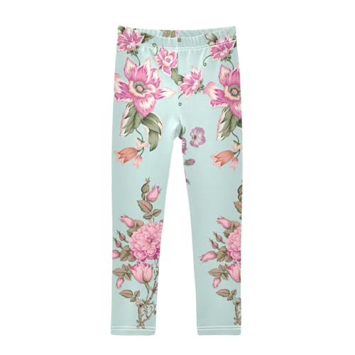 Elegant Flower Girls Leggings,Workout Leggings for Girls Toddler Athletic Leggings Size for 3-10T