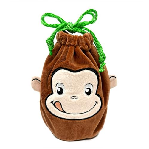 おさるのジョージ ぬいぐるみ 巾着ポーチ 約17cm おもちゃのダイヤモンド付き (グリーン)