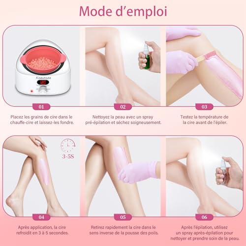 Wandefol Kit Épilation Cire Professionnel pour Femme & Homme - Chauffe Cire Numérique Rapide (6-10 min), 4 Paquets Perles, Bol Silicone Facile à Nettoyer, Lotion Apaisante - Visage, Sourcils, Maillot – vue 6