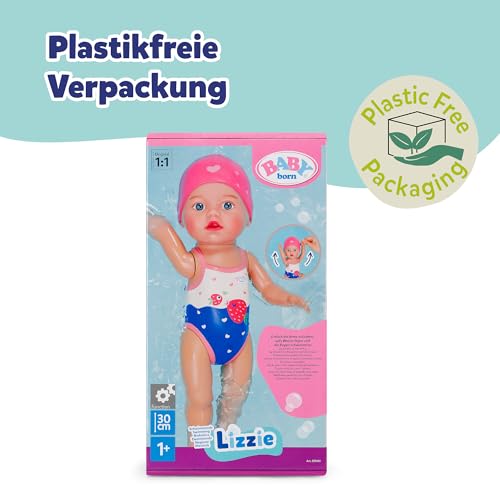 Baby Born Schwimmende Lizzie 30cm, Aufzieh-Badepuppe, wasserfest, funktioniert ohne Batterien, für Kinder ab 1 Jahr