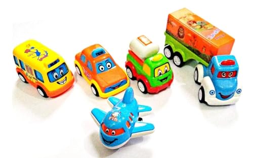 Image of Unbreakable Pull Back Vehicles| Push and Go Crawling Toy for Kids & Children, Power Friction Cars for 3+ Years Old Boys | Girls, Plastic (Vehicles 5 Pcs),Assorted