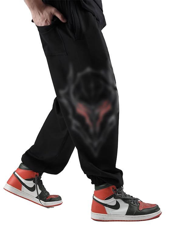 ComicSense.xyz Unisex Anime Joggers for Men & Women, Cursed Printed Baggy Fit Track Anime Pants-picture-48
