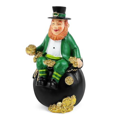 TaoQ C Saint Patricks Day Figurine St. Patrick's Day Leprechaun Figurine Saint Patrick's Pot of Gold Figurines Irish Leprechaun Figurines for Home Table Party Holiday St Patrick's Day Decor