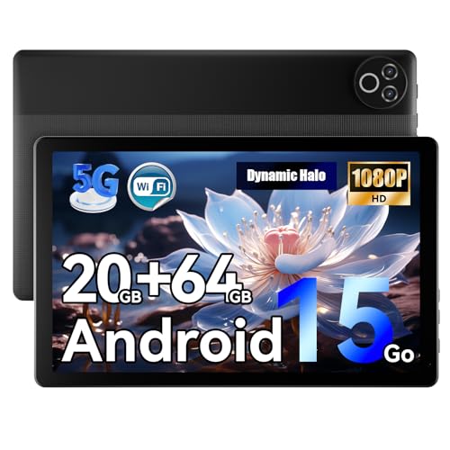 Laptok Tablet 10 Zoll Android 15 Tablet 20GB RAM (4+16) 64GB ROM + 1TB TF, IPS Display 800×1280, Octa-Core, Dual Kamera, 5000mAh Akku, WiFi6+Bluetooth 5.4, Type-C, Schwarz 1