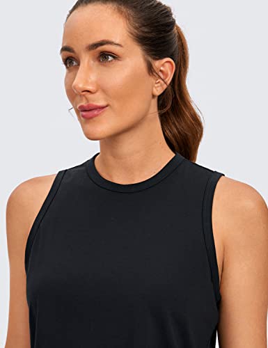 CRZ YOGA Pima Cotton High Neck Cropped Tank Tops for Women Soft Crop Workout Athletic Yoga Basic Sleeveless Shirts3