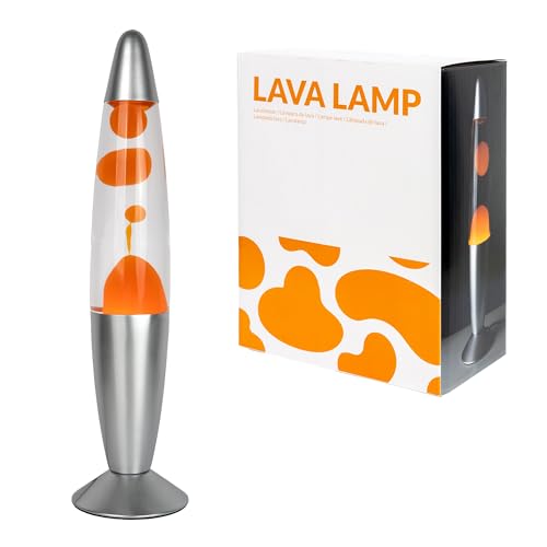 GIFTMARKET - Lámpara de lava naranja. Lámpara de mesita de noche con 2 bombillas incluidas. Regalo adolescentes divertido. Lámpara retro de 34 x 8,5 cm.