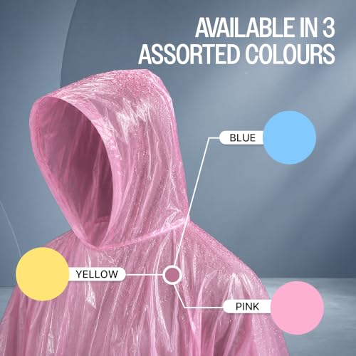 Image of Robustt Disposable Rain Card for Unisex | Pocket Raincoat for Travel | Waterproof Disposable Raincoat with Hood | Universal Fit Knee Length Raincoat for Men & Women | Emergency Rain Poncho