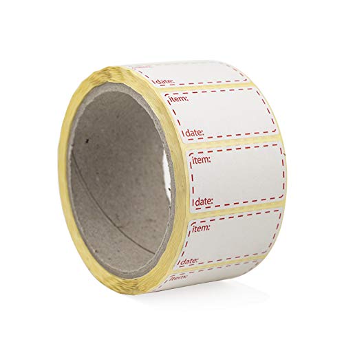 Palucart - Lote de 500 etiquetas adhesivas para congelador, 50 x 25 mm, color blanco y rojo