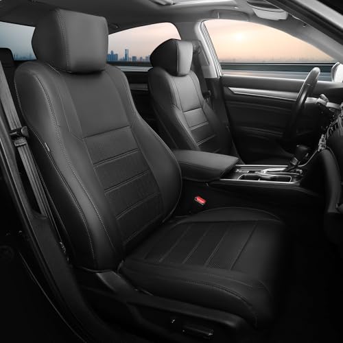FEINEPRO Custom for Honda Accord Seat Covers 2018 2019 2020 2021 2022 EX-L, Touring, Sport, EX, Hybrid, Faux Leather Car Seats Cover Full Set (Rear Row W/40/60 Split Backrest) - Black