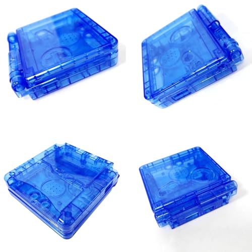 Image of Hzxkqmil Replacement Full Shell Case Kit for Gameboy Advance SP Console | Custom Transparent Housing DIY Clear Cover with Buttons Screws Repair Parts + Screwdrivers Tools for GBA SP (Clear Blue)