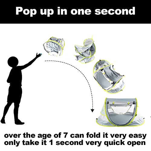 Portable Pop Up Kids Beach Tent With Mat Upf 50+ Sun Shelter For Mosquito Net,Large Sunshade Kids Travel Tent With Mat And 2 Stakes #TOP5