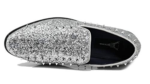 Image of SPK16 Men's Vintage Spike Dress Loafers Slip On Fashion Shoes Classic Tuxedo Dress Shoes