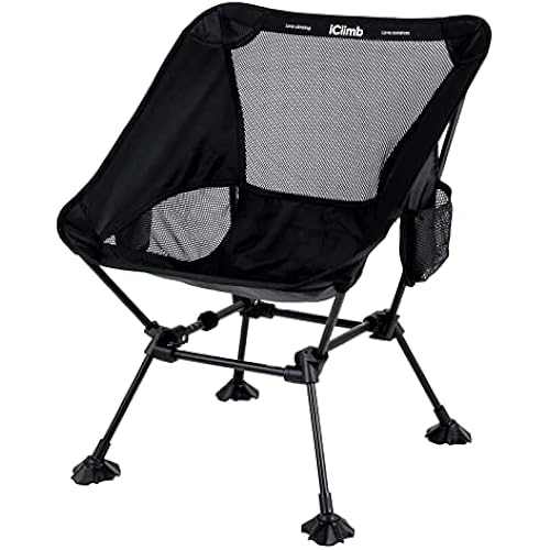 iClimb Ultralight Compact Folding Anti-Sinking Chair, Black