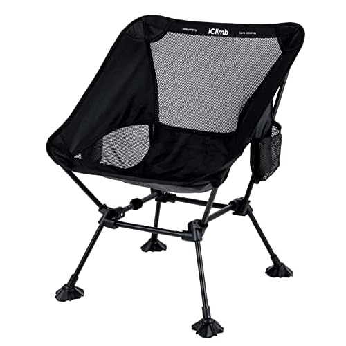 iClimb Ultralight Compact Camping Folding Beach Chair with Anti-Sinking Large Feet
