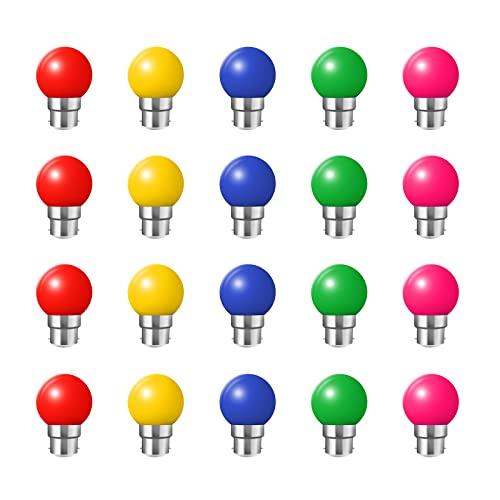 HUAMu 20 Pack B22 Bayonet Cap LED Coloured Light Bulbs