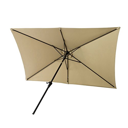 FLAME&SHADE 6.5 x 10 ft Rectangular Outdoor Patio Umbrella with Tilt - Beige