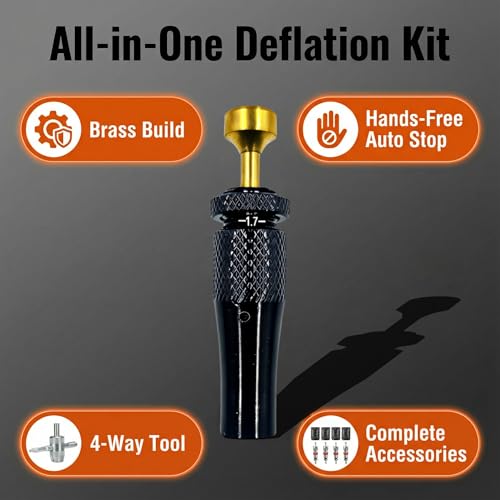 Image of SUVCARMPING Adjustable Auto-Stop Tire Deflator Valve Kit (10-30 PSI) 4 PCS Screw-on Tyre Air Down Tool for Offroad 4x4(MS-TD07)