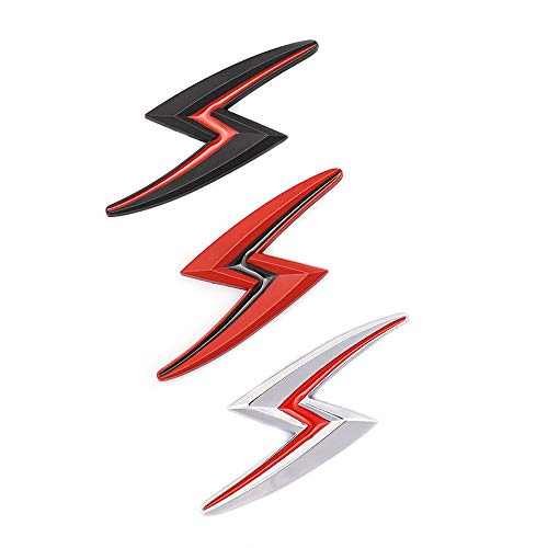 New 2X S Lightning Car Emblem For Jdm Styling Hood Trunk Lid Metal Logo Badge Sticker (Red) #TOP3