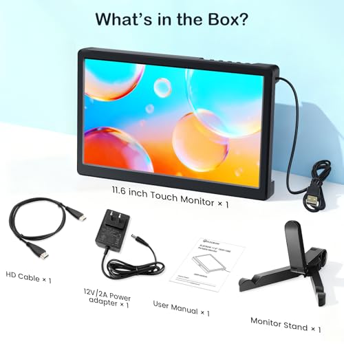 Image of ELECROW 11.6 Inch Portable Monitor - IPS Capacitive Touchscreen Monitor with HD VGA Port, 1920x1080P LCD Display Built-in Dual Speakers Touch Screen for Raspberry Pi 5 /4 /3, PS Xbox, Windows 11 /10 /8 /7